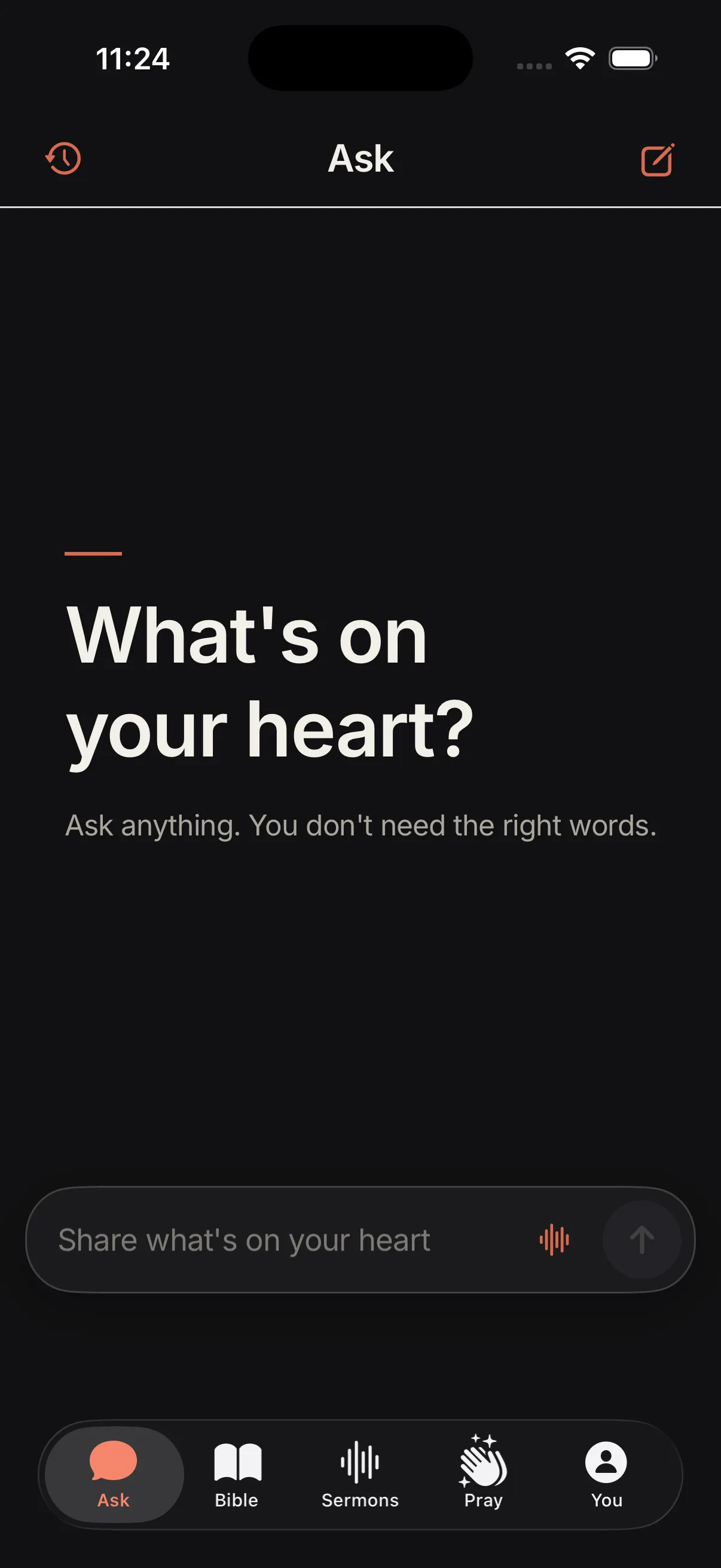 Lumin's dark Ask screen showing a quiet, cited answer to an honest question.