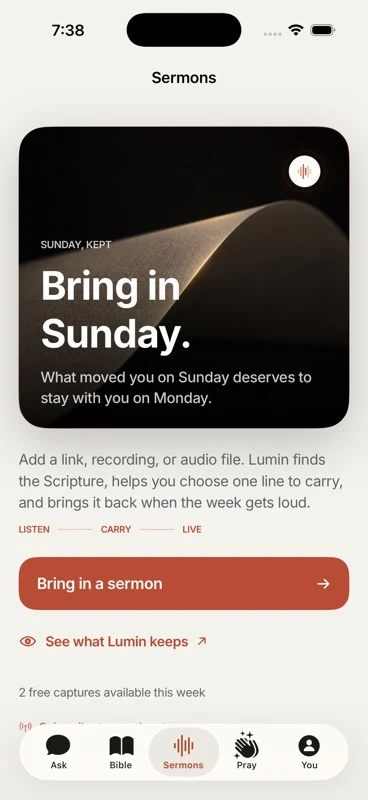 Lumin sermon digest on a phone, the product being compared.